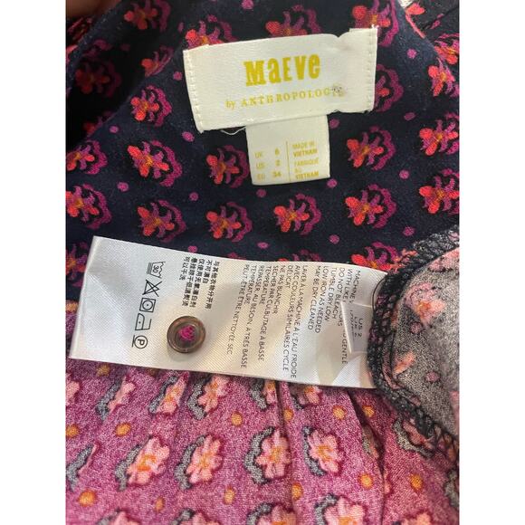 ANTHROPOLOGIE MAEVE BLOUSE WRAP LISA PUFFED SLEEVES SZ 2 FLORAL AESTHETIC V NECK - Picture 6 of 16